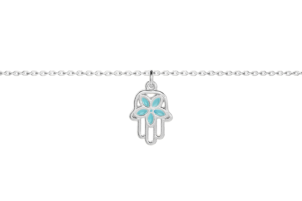 [15420N38E5ETUPL] Sterling silver hand of fatima with flower (Sterling silver)