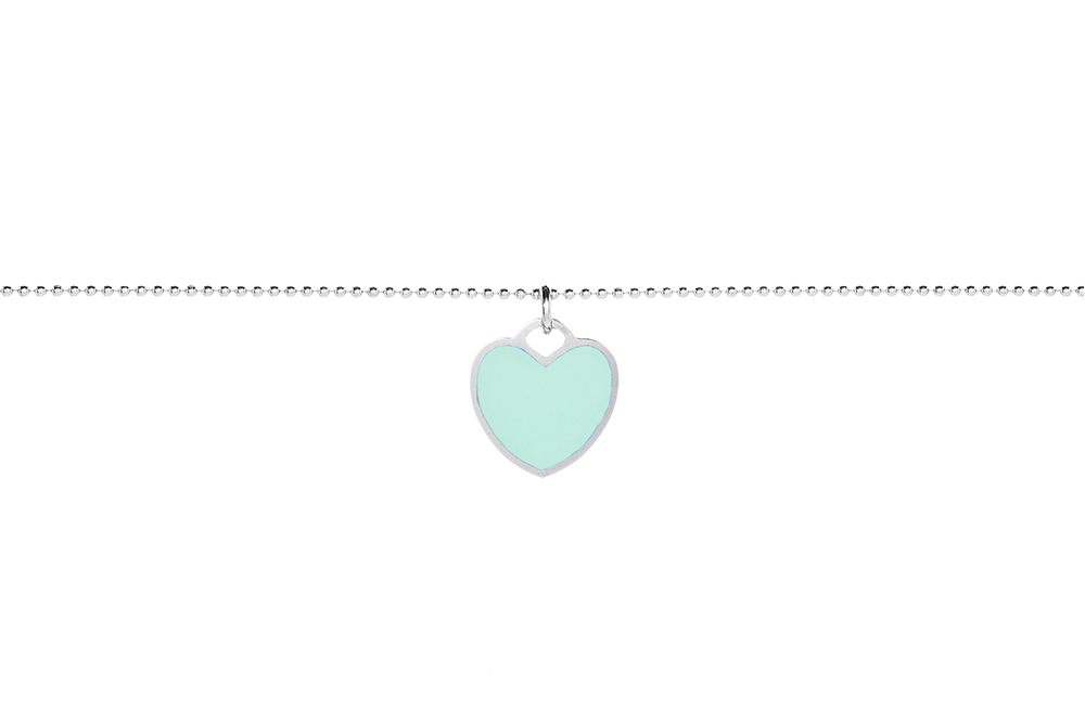 Collar plata 925 placa corazon esmaltada