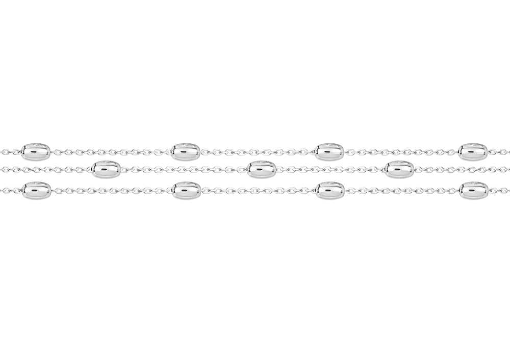 Sterling silver three cable chain with oval 3x5mm necklace