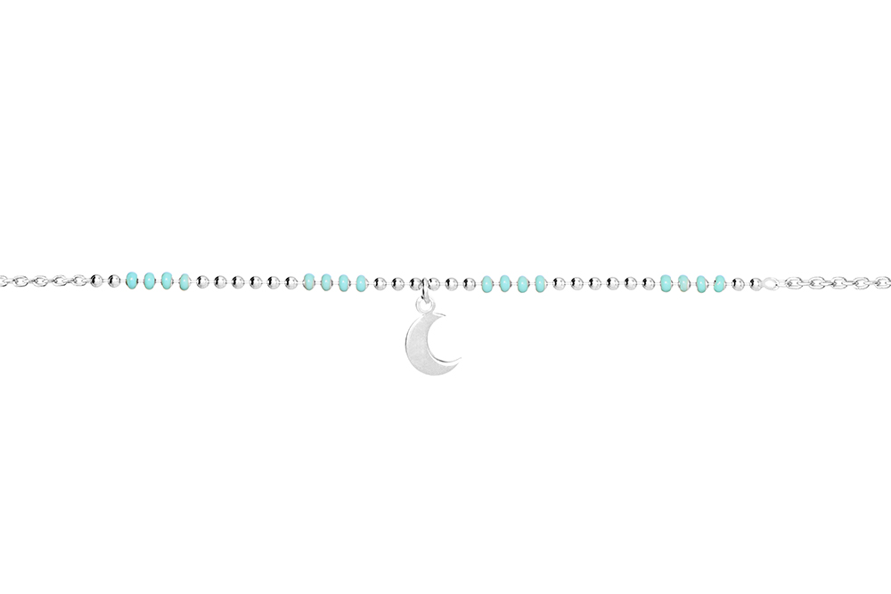 [15691N38E5ETUPL] Collar plata 925 bolitas esmaltadas luna 8mm (Plata)