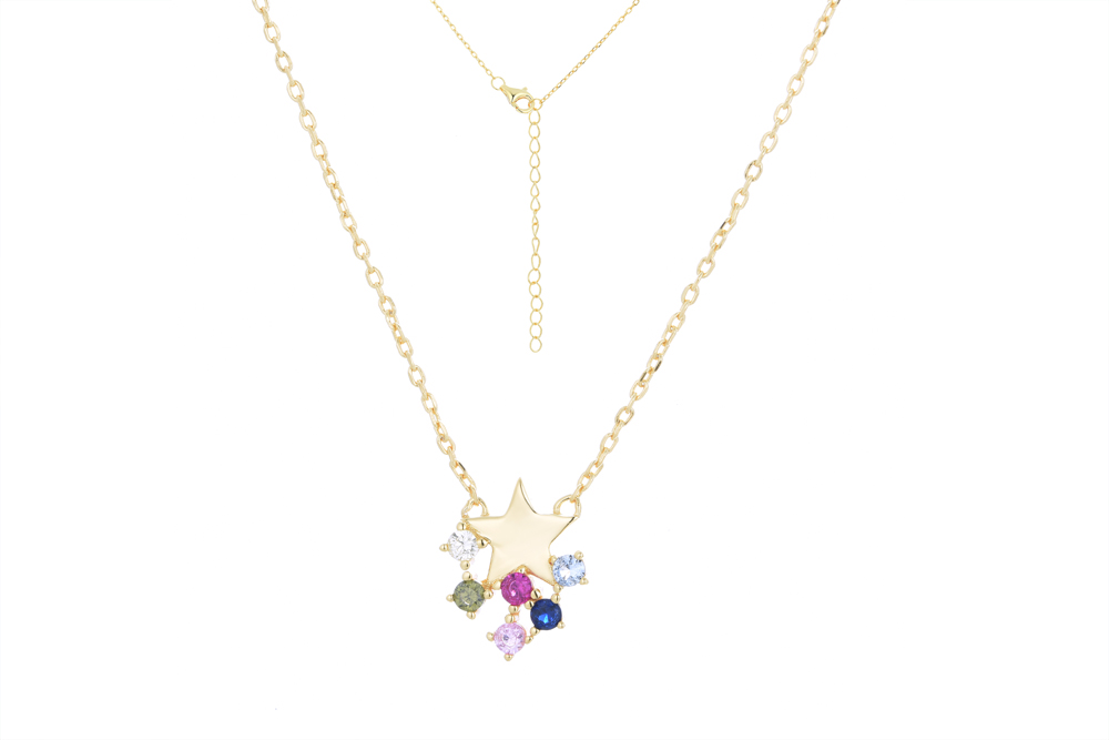 Collar plata 925 estrella zirconita multicolor