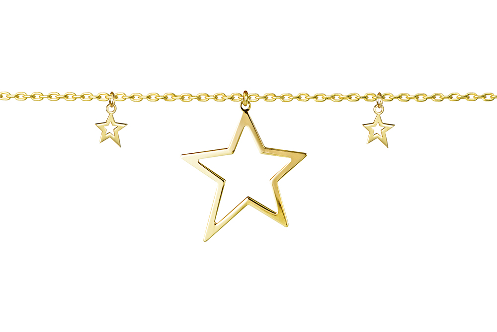 [15801N38E5DO] Sterling siilver stars necklace (Gold plated)