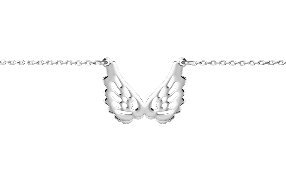 Sterling silver double wing necklace