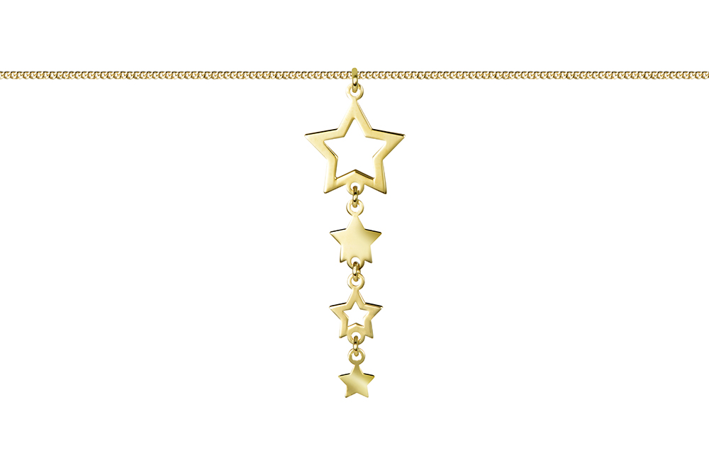 Sterling silver four stars necklace