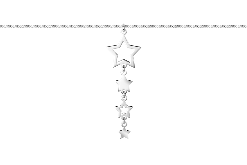 Sterling silver four stars necklace
