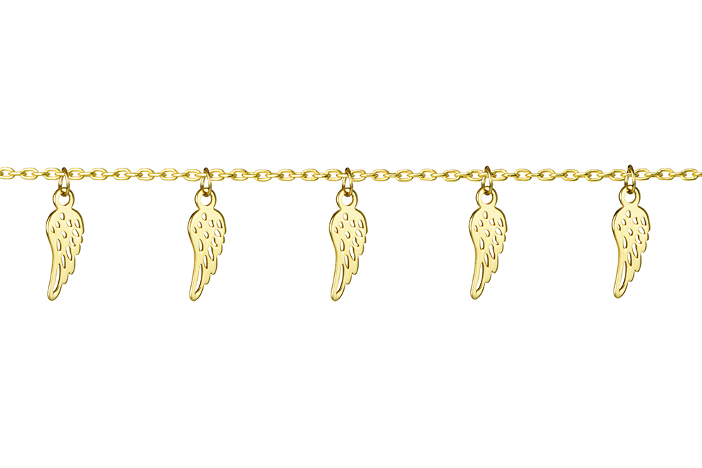 [15805N38E5DO] Sterling silver five wings necklace (Gold plated)