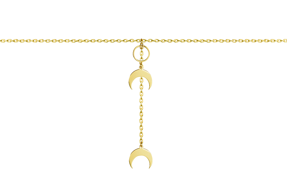 [15811N38E5DO] Sterling silver two horns & one circle necklace (Gold plated)