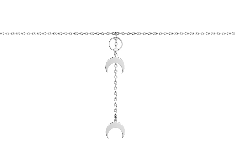 Sterling silver two horns & one circle necklace
