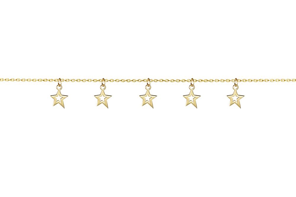 [15820N38E5DO] Sterling silver five stars necklace (Gold plated)