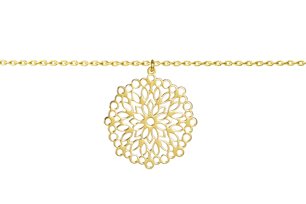 [15824N38E5DO] Collar plata 925 flor mandala (Oro)