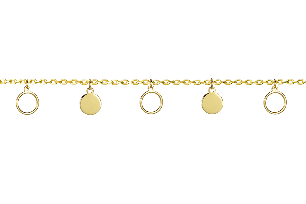 [15829N38E5DO] Sterling silver five circles necklace (Gold plated)