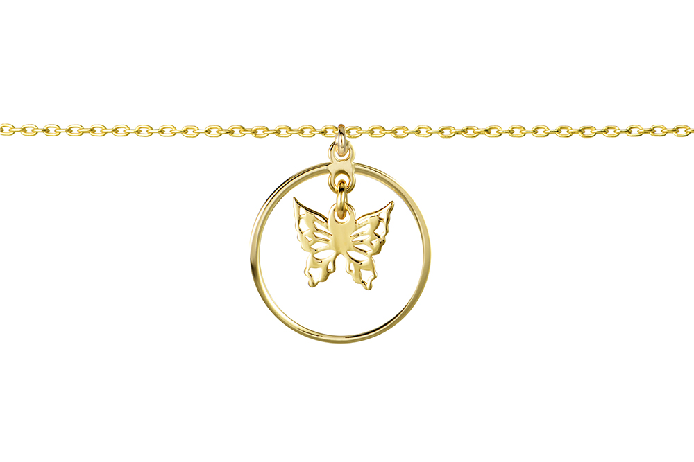 Sterling silver circle butterfly necklace