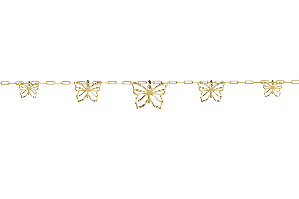 [15841N38E5DO] Sterling silver five butterflies necklace (Gold plated)