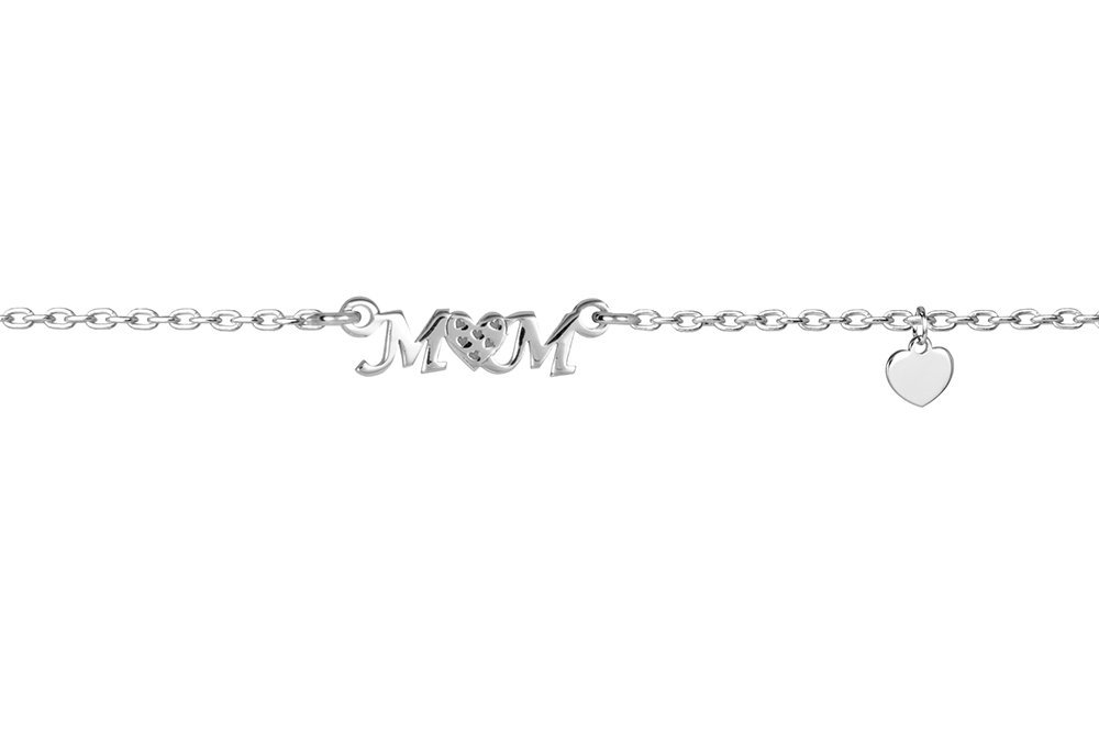 Sterling silver heart 4mm & mom heart 5x15mm necklace
