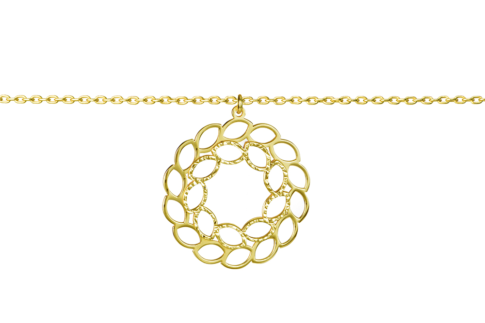 Collar plata 925 circulo de ovalos interior diamantado