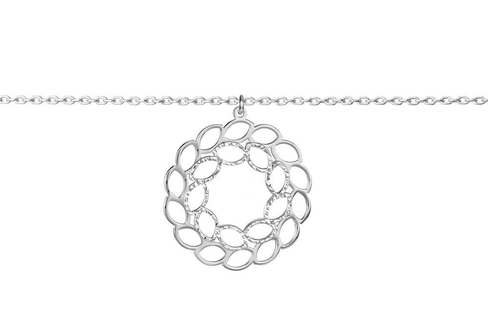 Collar plata 925 circulo de ovalos interior diamantado