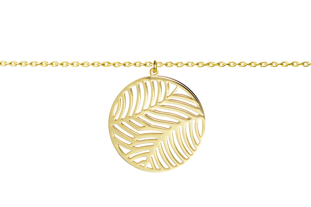 Collar plata 925 circulo hojas