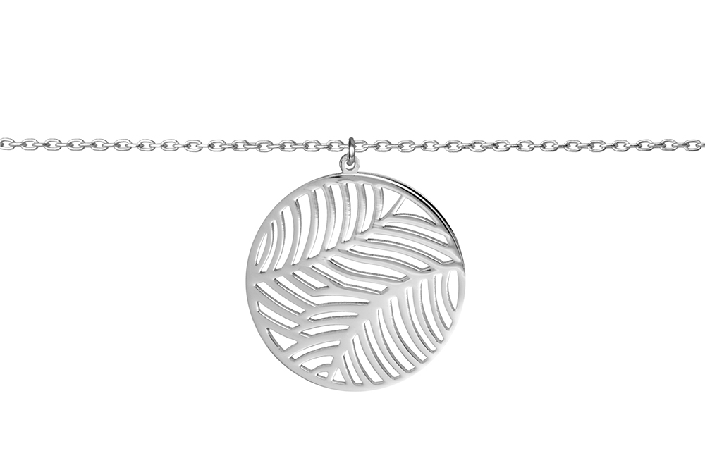 Collar plata 925 circulo hojas