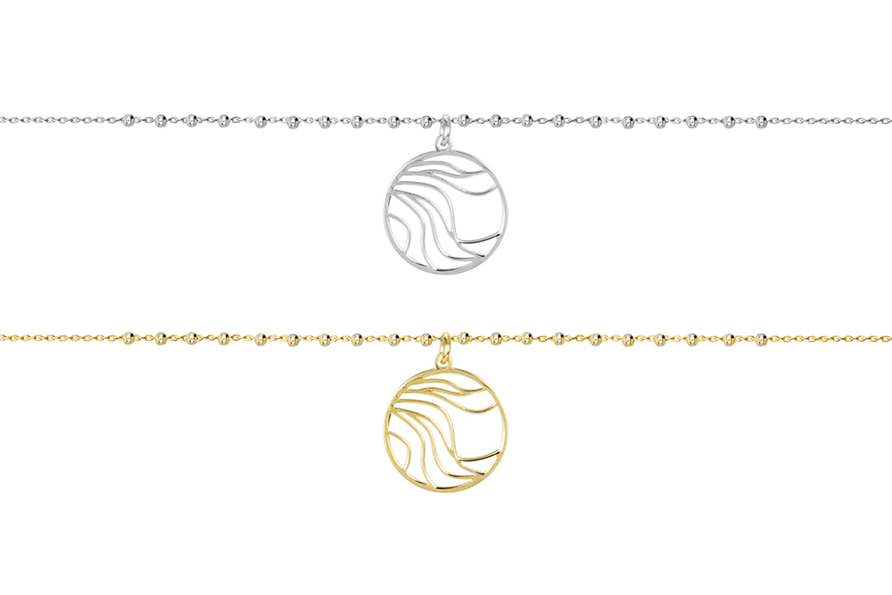 [15863N38E5DO] Sterling silver beads chain circle necklace (Gold plated)