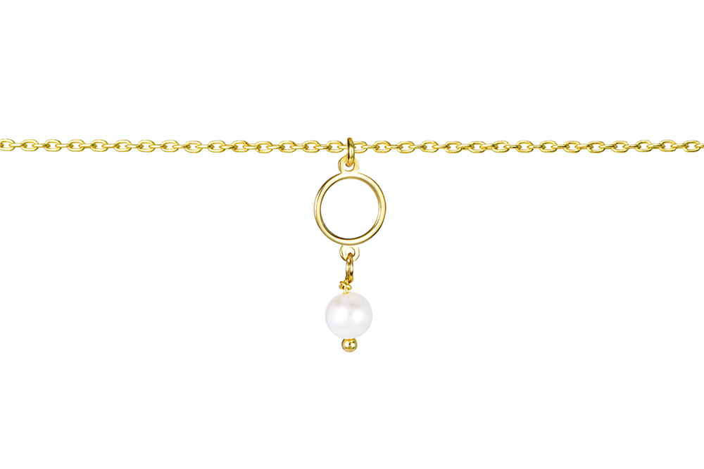 Sterling silver circle 8mm & pearl 4mm necklace