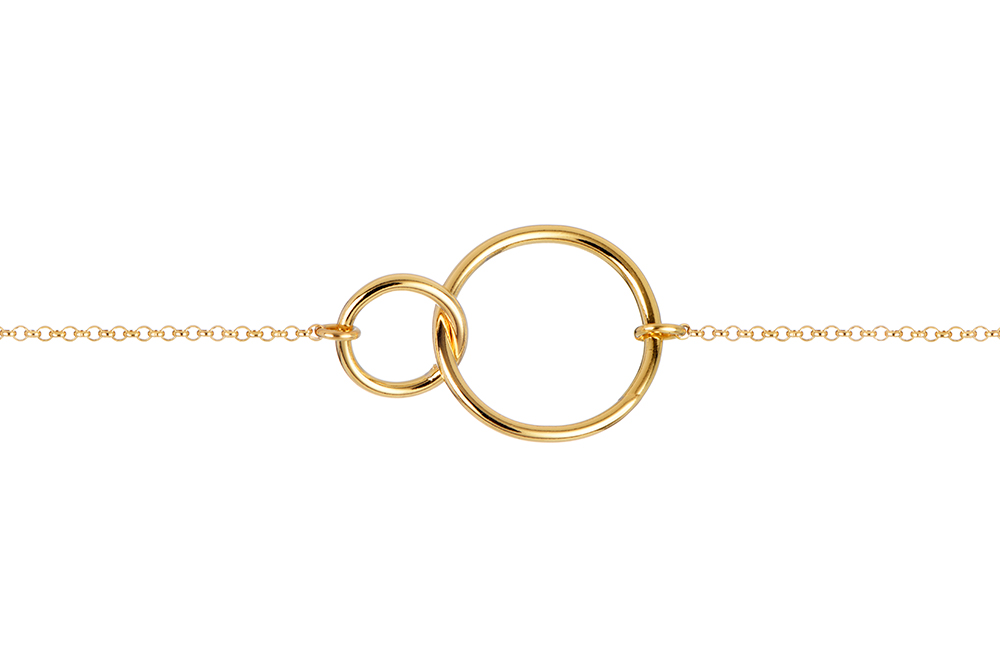 Collar plata 925 dos aros entrelazados de 24 y 14mm