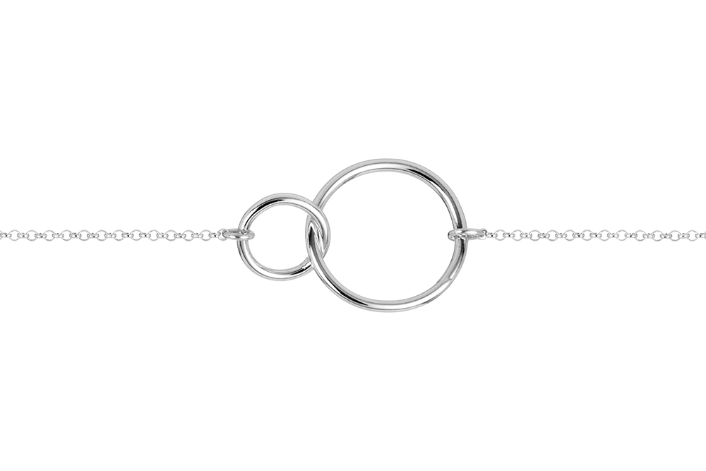 Collar plata 925 dos aros entrelazados de 24 y 14mm