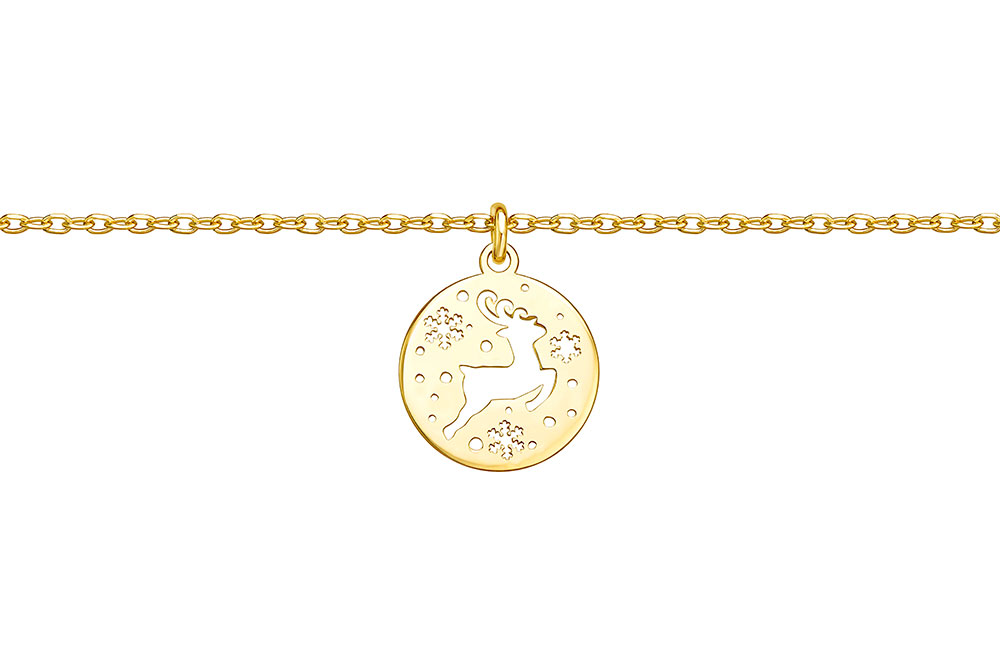[15940N38E5DO] Sterling silver reindeer necklace (Gold plated)