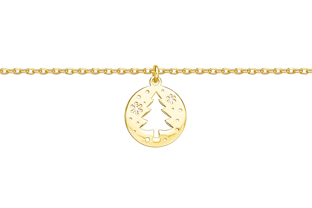 [15941N38E5DO] Sterling silver christmas tree necklace (Gold plated)
