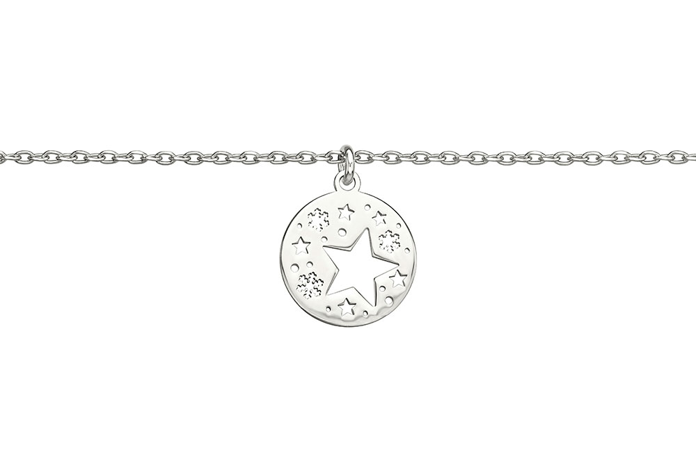 Collar plata 925 placa calada estrella