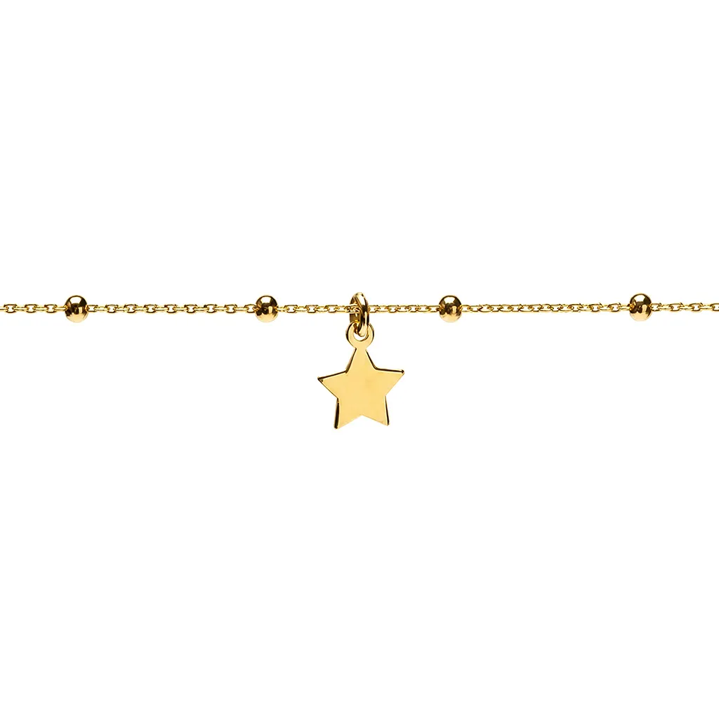 [15943N38E5DO] Collar plata 925 bolitas 2mm estrella 7mm (Oro)