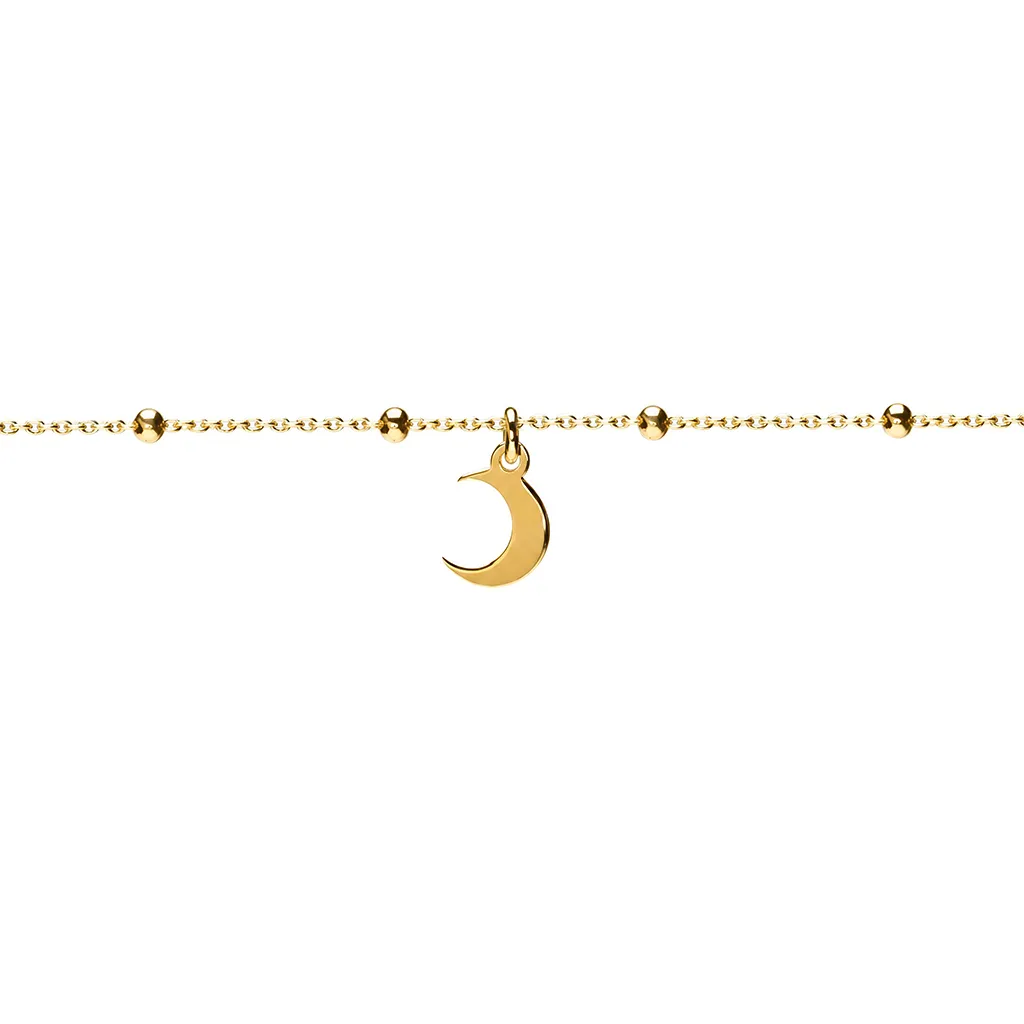 Collar plata 925 bolitas 2mm luna 8x6mm
