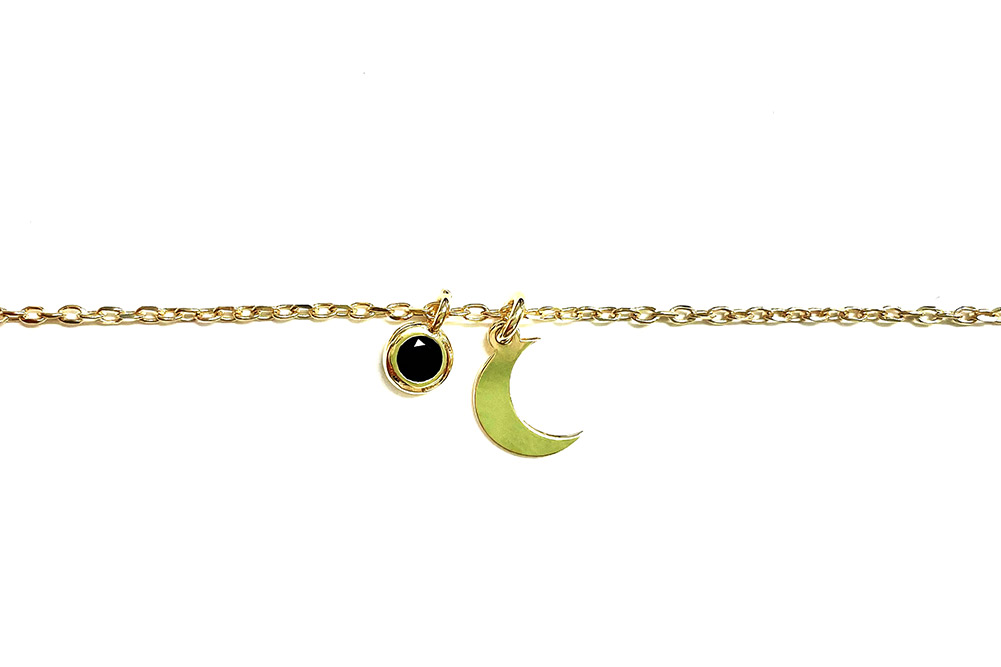 [15985N38E5ZNEDO] Collar plata 925 luna con zirconita 4mm (Oro)