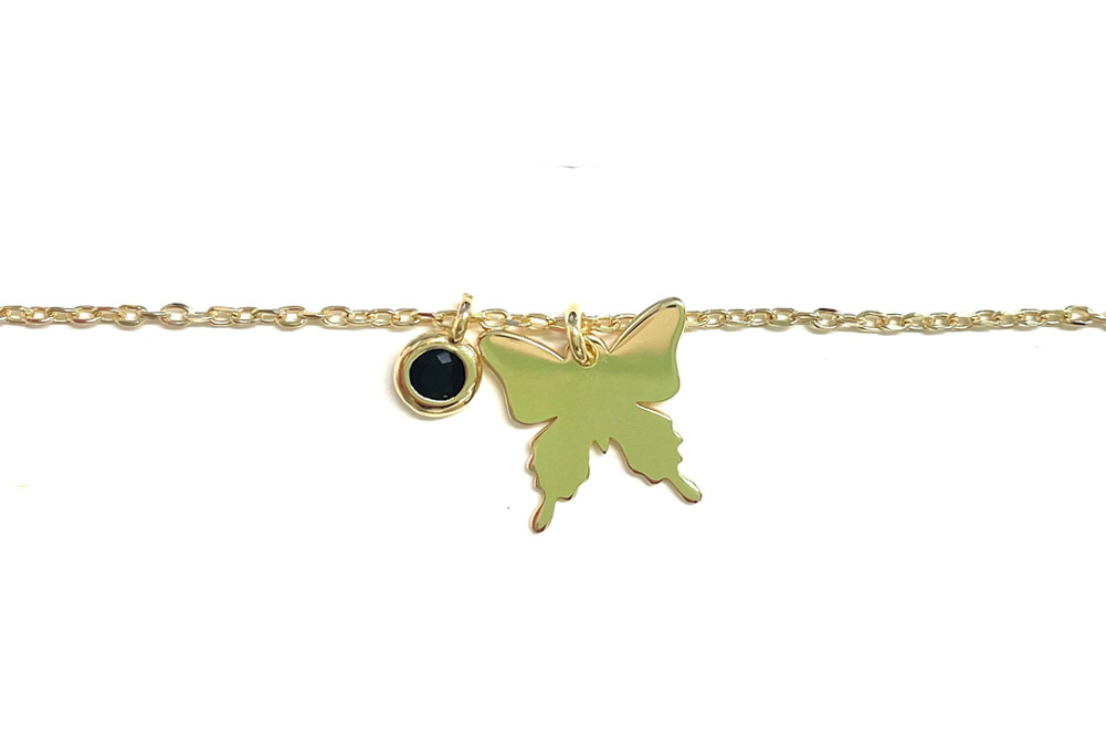 [15986N38E5ZNEDO] Collar plata 925 mariposa con zirconita de 4mm (Oro)
