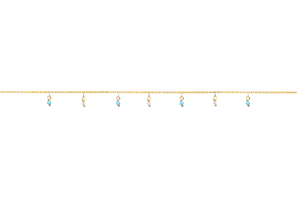 [15995N38E5GTUDO] Collar plata 925 con tres perlas 2mm (Turquesa)