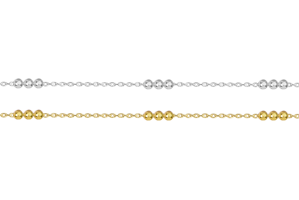 Sterling silver 3 beads chain necklace