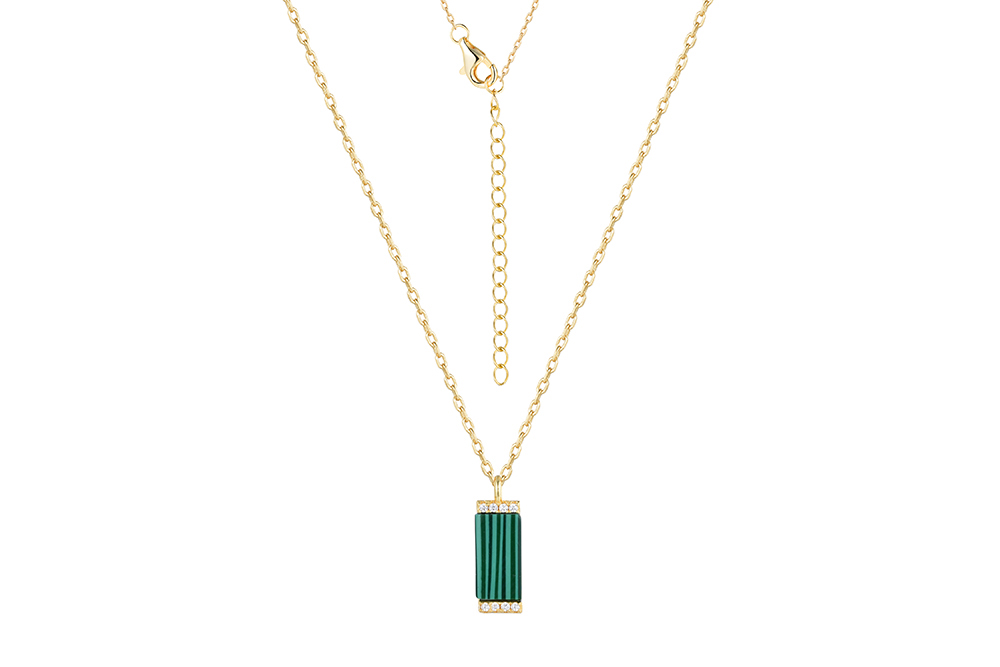 Sterling silver stone & zirconia necklace