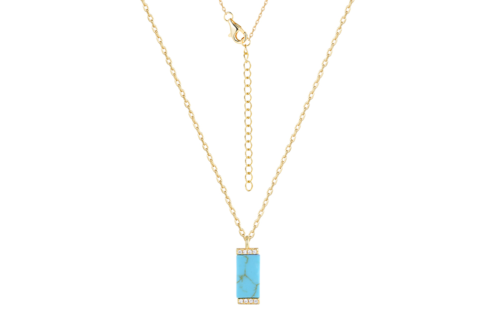 [16484N40E5GTUDO] Collar plata 925 (Turquesa, Oro)