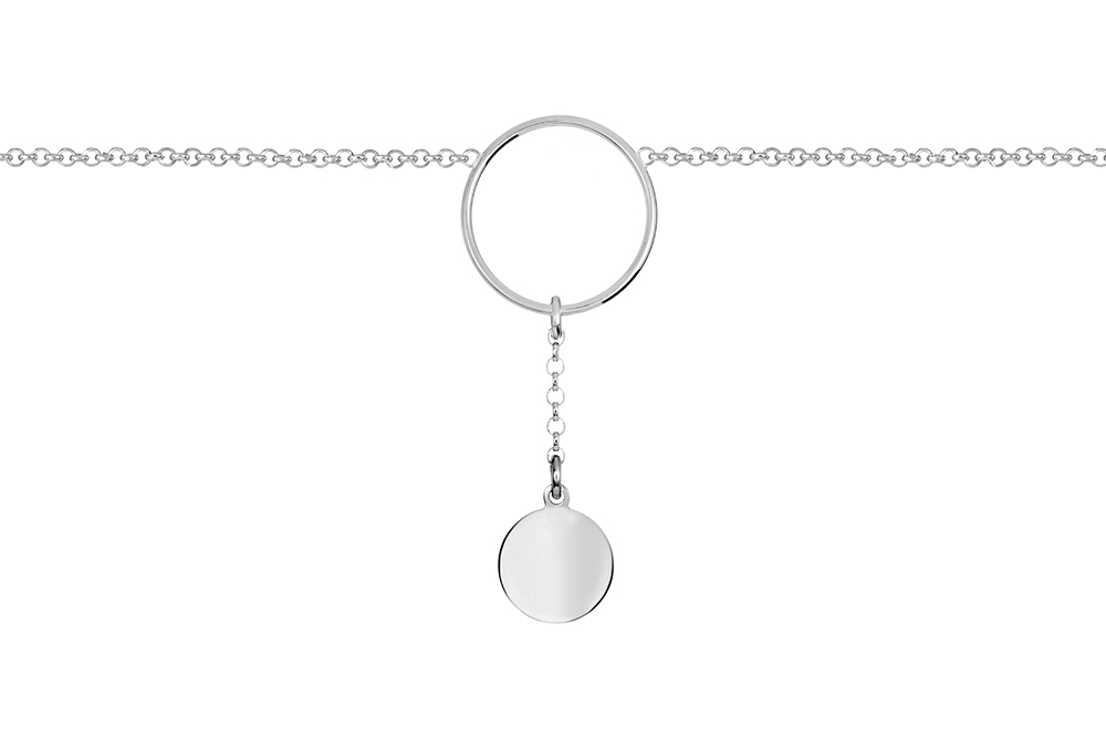 Collar plata 925 aro con cadena y placa 10mm