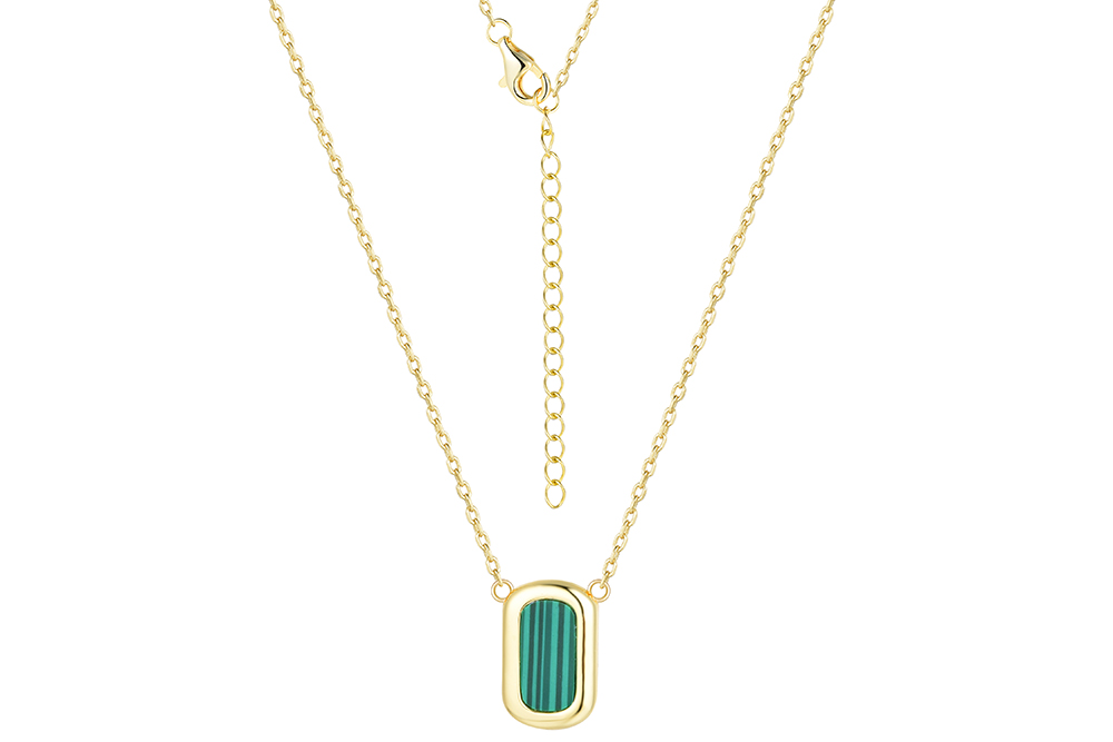 Sterling silver malachite & turquoise stones necklace