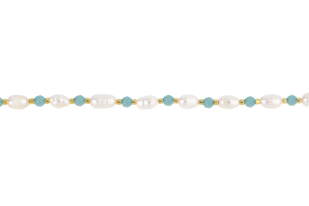 Sterling silver semiprecious stone & pearl necklace