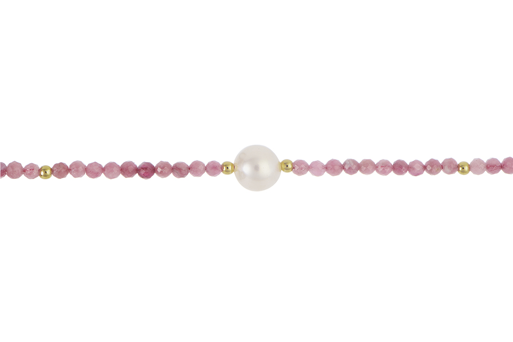 Sterling silver semiprecious stone & pearl necklace
