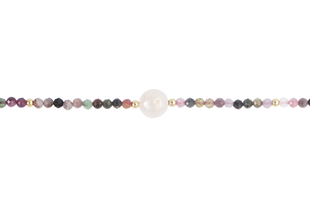 Sterling silver semiprecious stone & pearl necklace