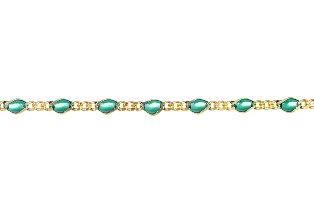 [16894N38E5EESDO] Sterling silver transparent colour enamel necklace (Emerald, Gold plated)
