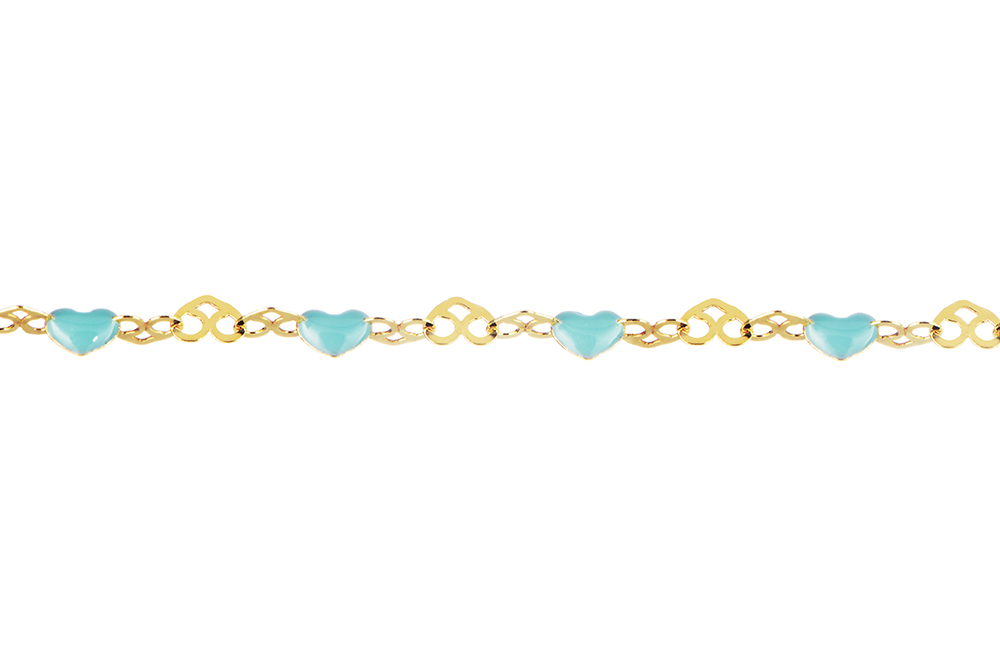 [16903N38E5ETUDO] Collar plata 925 corazones esmaltados (Turquesa)