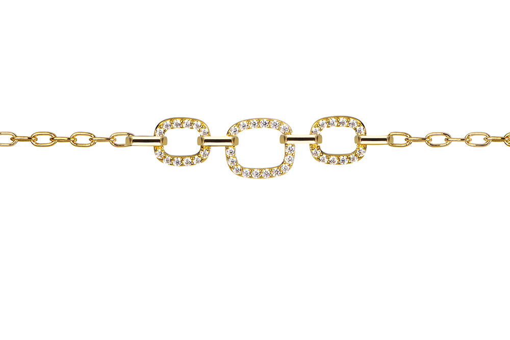 Sterling silver link chain zirconia necklace