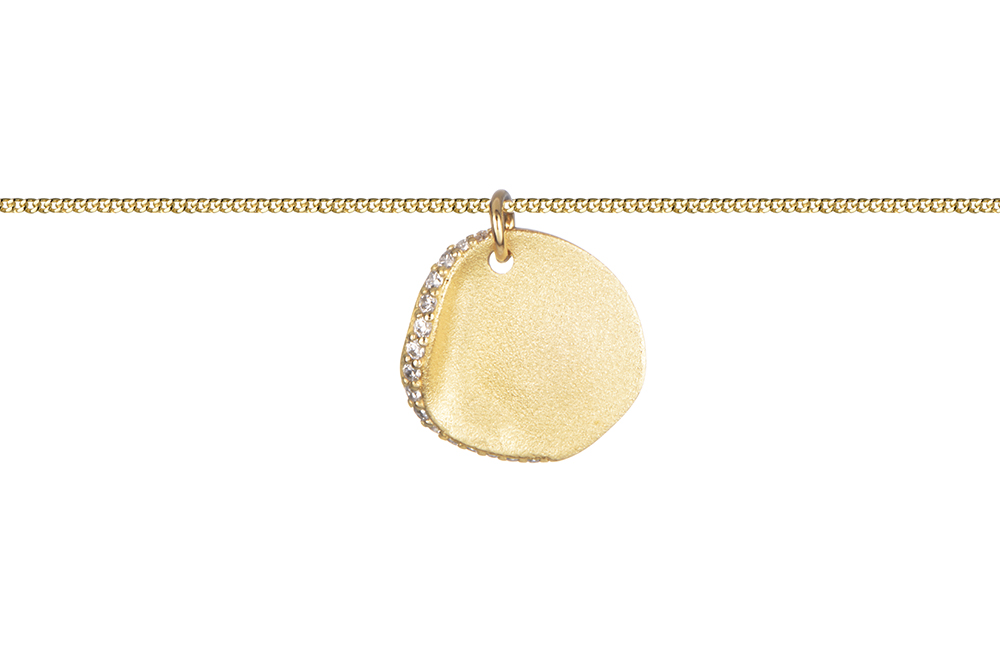 Sterling silver irregular shape zirconia 14x15mm necklace