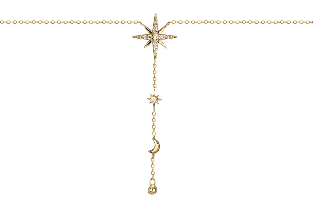 Sterling silver zirconia compass rose necklace