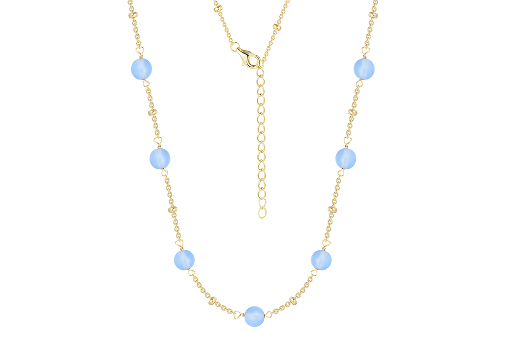 Sterling silver semiprecious stones 6mm beads necklace