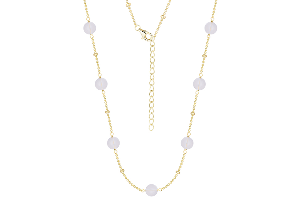 Sterling silver semiprecious stones 6mm beads necklace