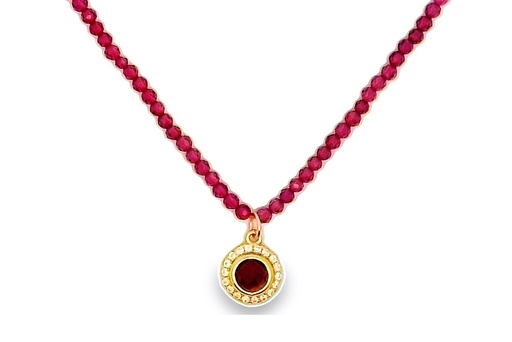 [17266N38E5RRUDO] Collar plata 925 piedras semipreciosas 11x8mm con zirconitas (Rubí)